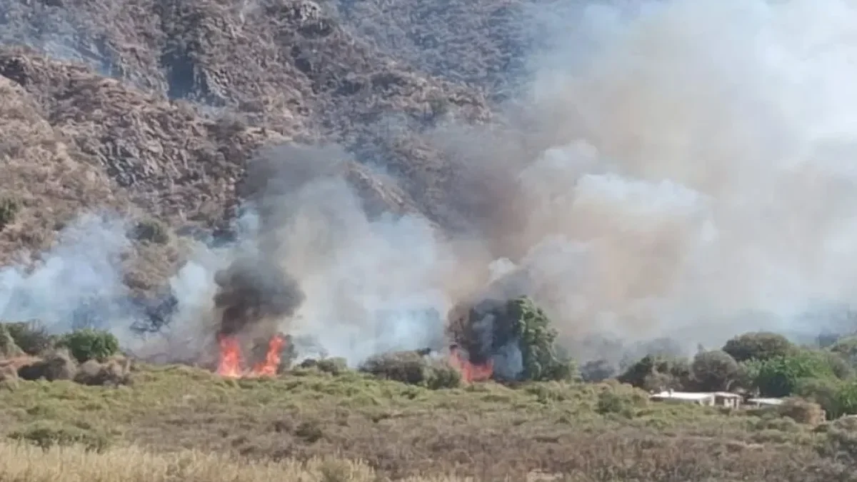 Fuego en Astica: evacuaron casas y piden circular con precaución por el humo