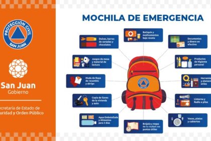 Mochila de emergencia recomendada ante sismos en San Juan
